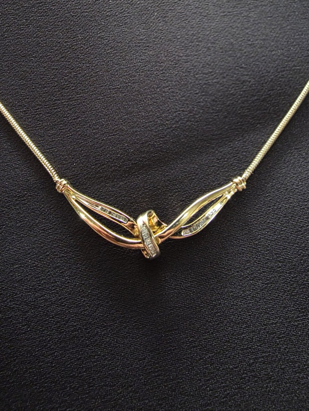 Gold Vermeil Diamond Accent Chevron Necklace